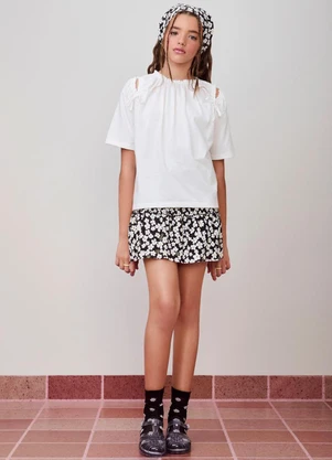 Authoria - T-Shirt com Abertura no Ombro Branco - AUTHORIA