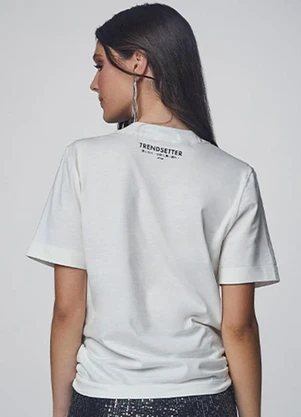 Authoria - T-Shirt com Aplique de Flor Branco - AUTHORIA
