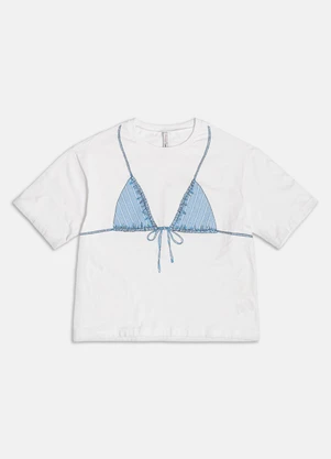 Authoria - T-Shirt com Estampa de Biquíni Branco - AUTHORIA