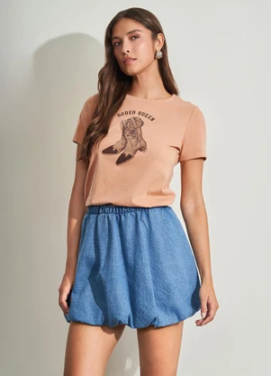 Sofie - T-Shirt com Estampa de Bota Bege - SOFIE