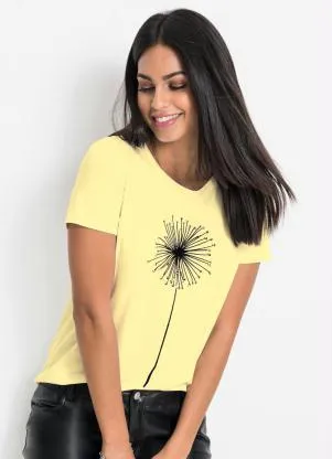 bonprix - T-Shirt com Estampa Dente de Leão Amarelo Candy - BONPRIX
