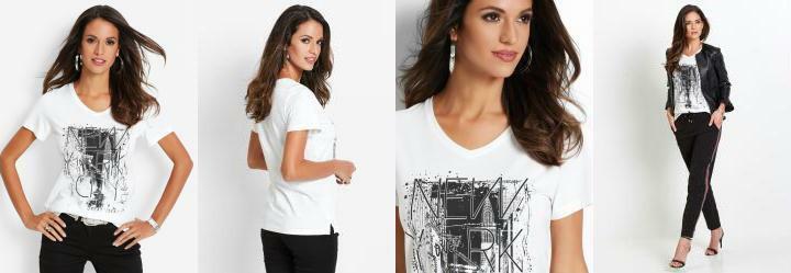 T-Shirt com Estampa Frontal Nyc Branca