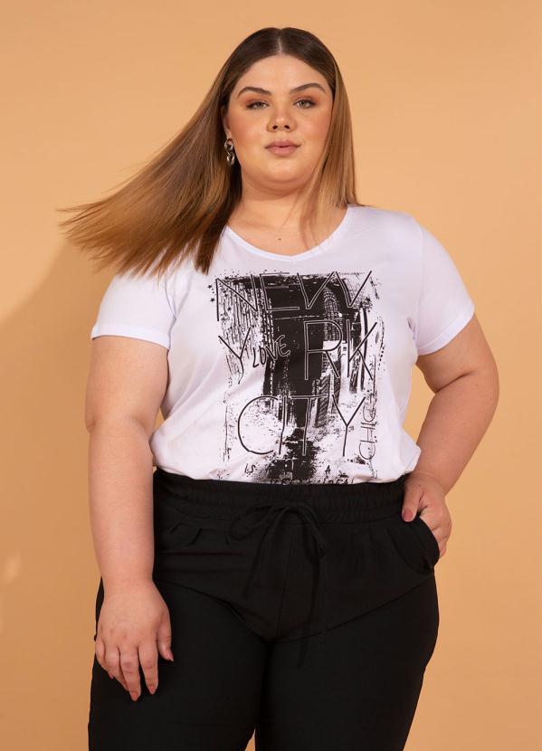 bonprix - T-Shirt com Estampa Frontal Nyc Branca 11