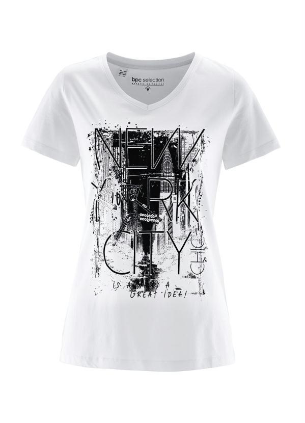 bonprix - T-Shirt com Estampa Frontal Nyc Branca 8