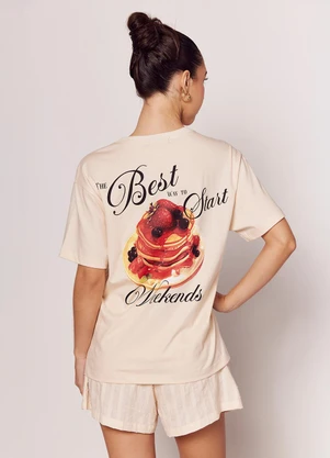 Sofie - T-Shirt com Estampa na Frente e Costas Branco - SOFIE