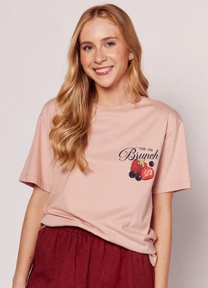 Sofie - T-Shirt com Estampa na Frente e Costas Rosa - SOFIE