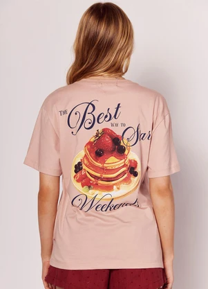 Sofie - T-Shirt com Estampa na Frente e Costas Rosa - SOFIE