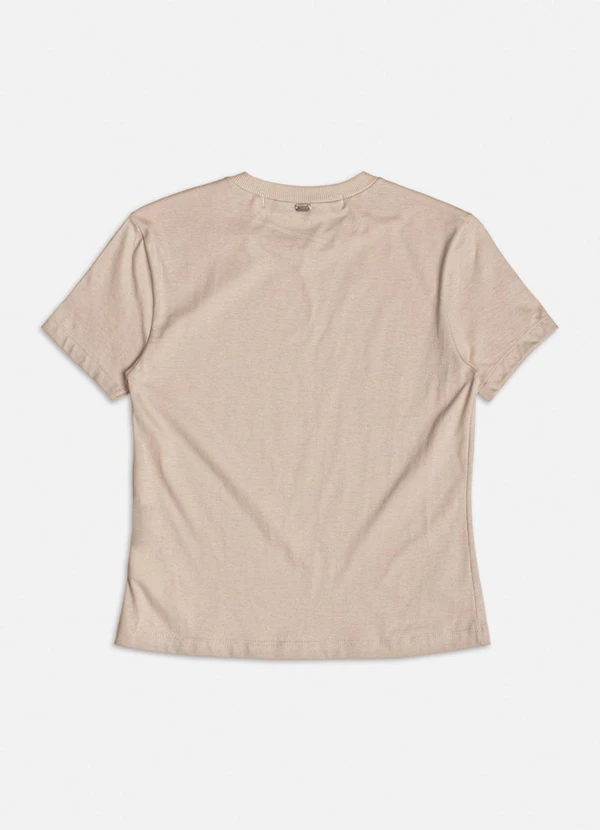 Authoria - T-Shirt com Lettering em Pedraria Bege 2