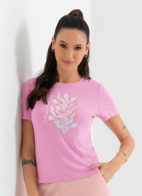 Cativa - T-Shirt Comfort Estampada Fóil Rosa