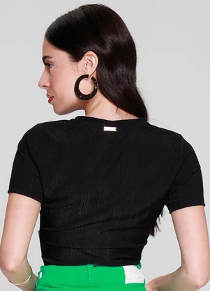 Outlet - T Shirt Cropped Preto - OUTLET