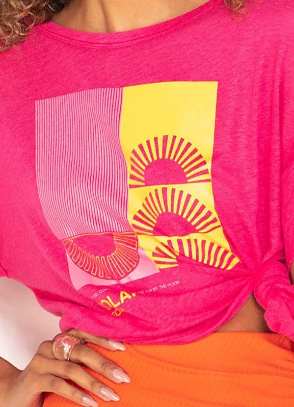 Forum - T-Shirt de Linho Estampada Rosa 6
