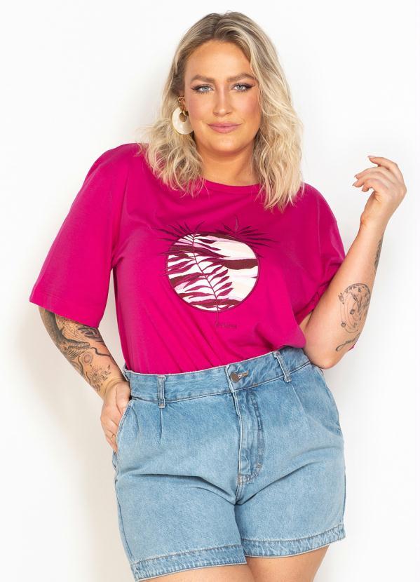 Forum - T-Shirt de Malha Bordada Rosa 1