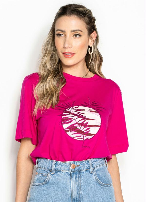 Forum - T-Shirt de Malha Bordada Rosa 2