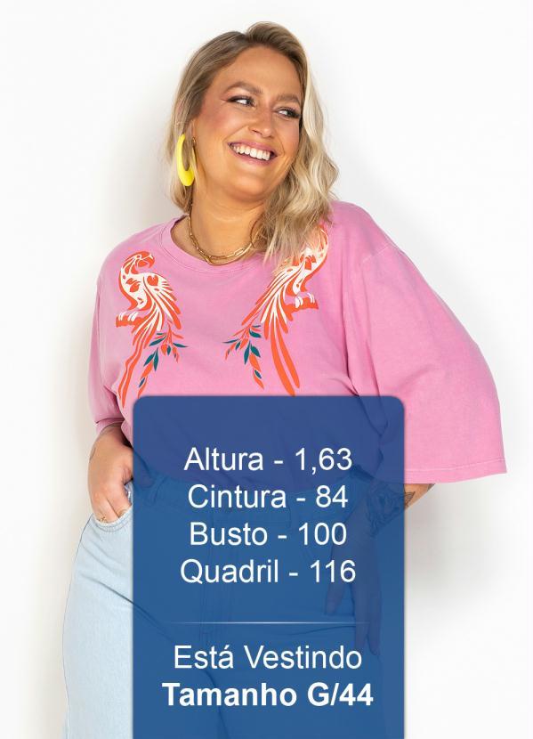 Maria Filó - T-Shirt de Malha Estampa Arara Rosa 5
