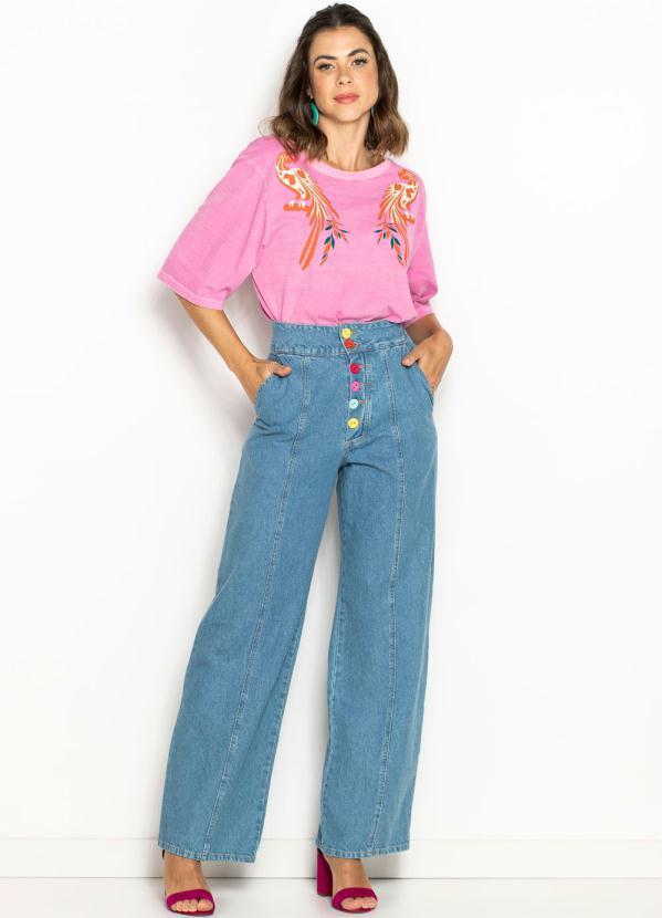 Maria Filó - T-Shirt de Malha Estampa Arara Rosa 7