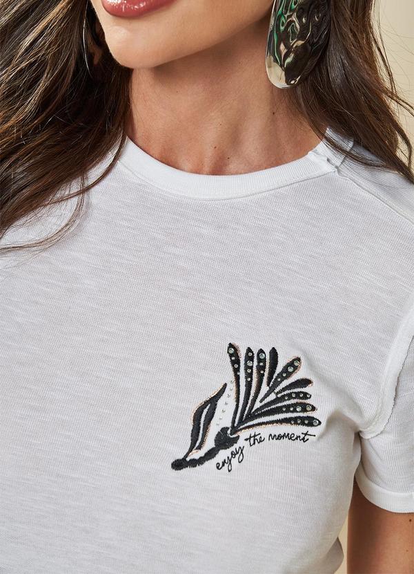 Doce Trama - T-Shirt de Manga Curta Boho Branco 5