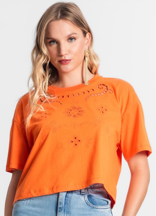 Endless - T-Shirt de Meia Malha Feminina Laranja