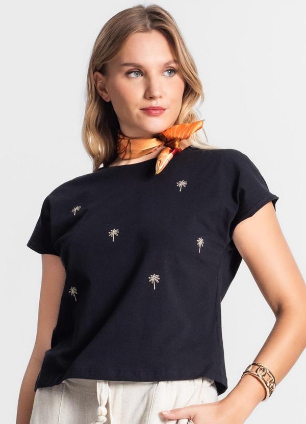 Endless - T-Shirt de Meia Malha Feminina Preto