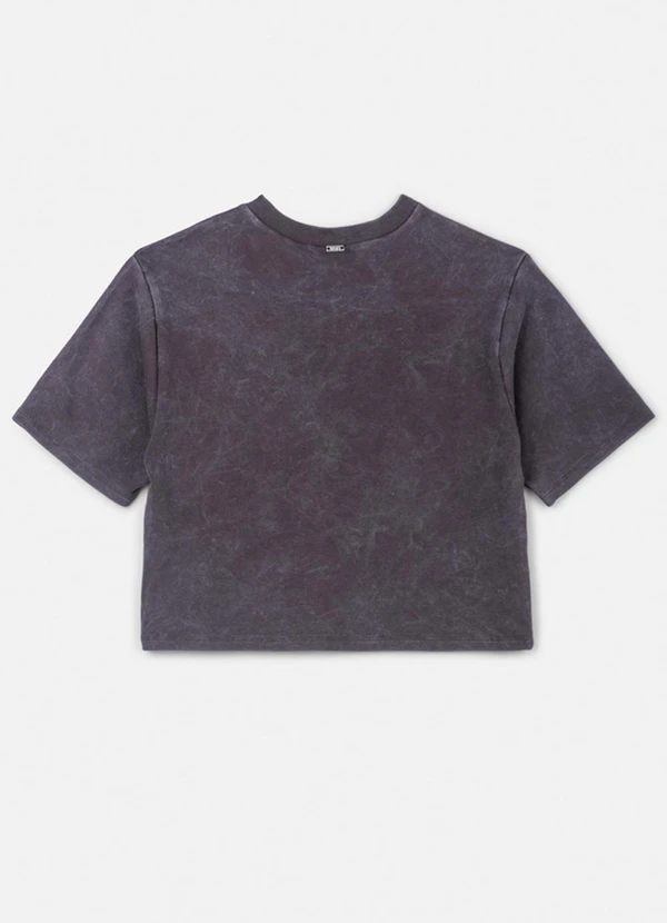 Authoria - T-Shirt de Moletinho Preta com Pedraria Grafite 2