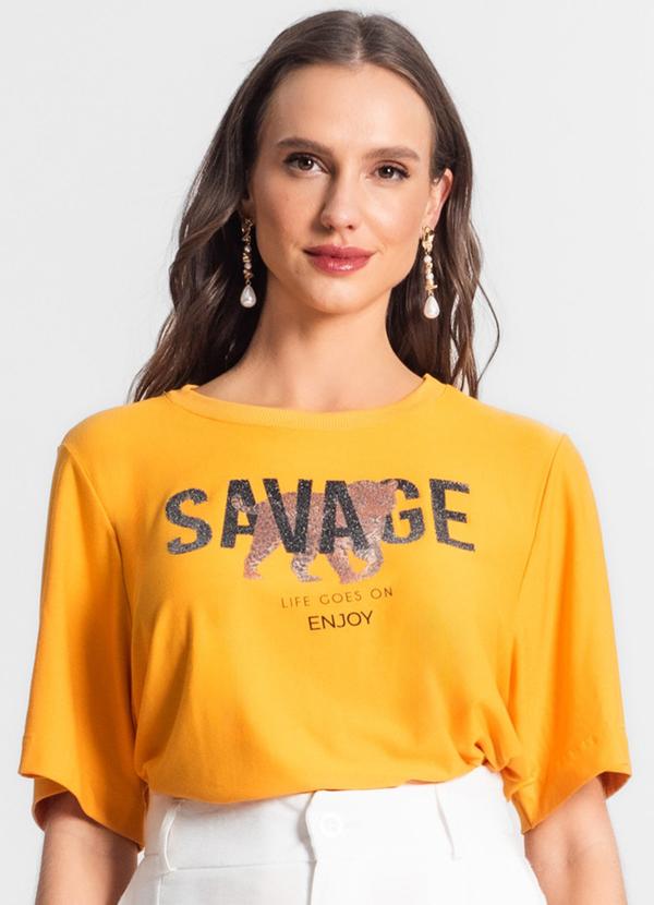 Endless - T-Shirt de Viscose Creponada Amarelo