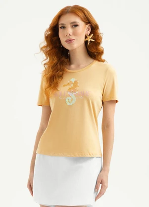 Cativa - T-Shirt em Algodão Amarelo Claro - CATIVA