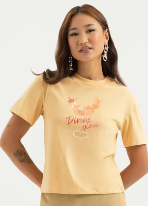 Cativa - T-Shirt em Algodão  Amarelo Claro - CATIVA