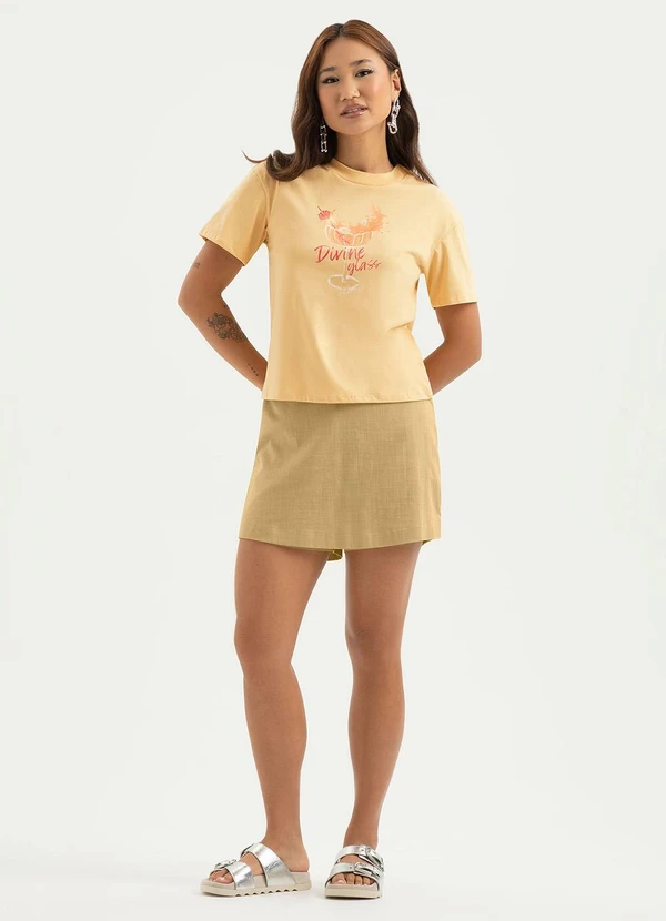 Cativa - T-Shirt em Algodão Amarelo Claro 4