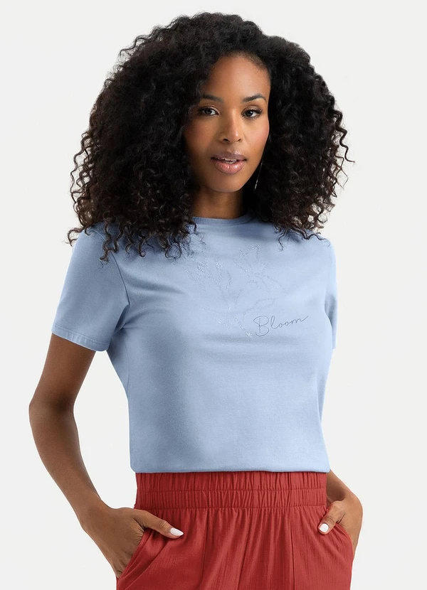 Cativa - T-Shirt em Algodão Azul Claro