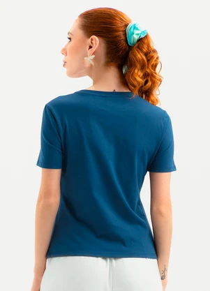 Cativa - T-Shirt em Algodão Azul Escuro - CATIVA