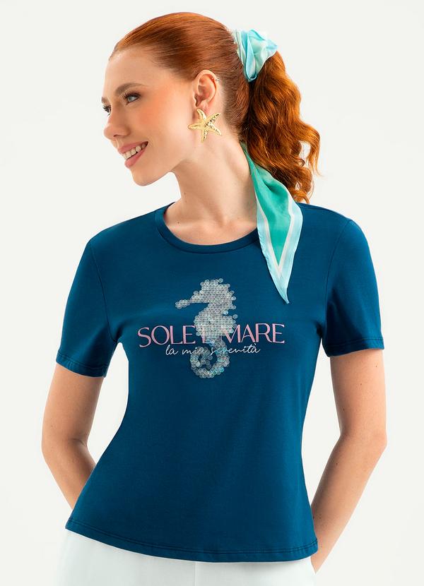 Cativa - T-Shirt em Algodão Azul Escuro 1