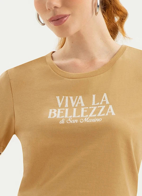 Cativa - T-Shirt em Algodão Caramelo 3