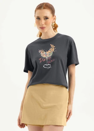 Cativa - T-Shirt em Algodão  Cinza Escuro - CATIVA