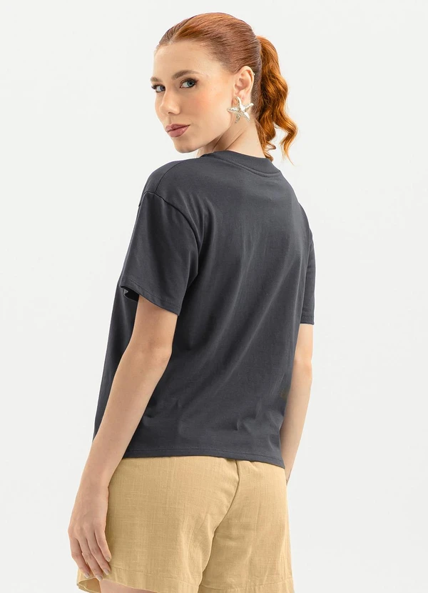 Cativa - T-Shirt em Algodão  Cinza Escuro 2