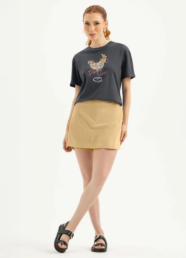 Cativa - T-Shirt em Algodão  Cinza Escuro 4