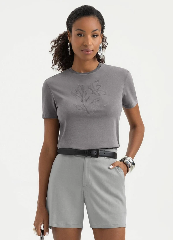 Cativa - T-Shirt em Algodão Cinza