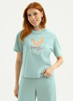 Cativa - T-Shirt em Algodão  Verde Claro - CATIVA