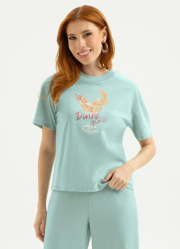 Cativa - T-Shirt em Algodão Verde Claro