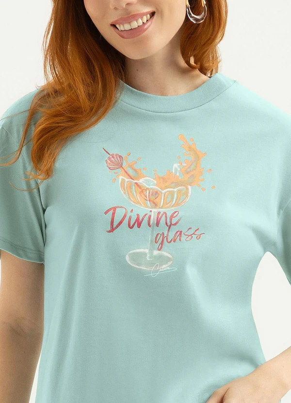 Cativa - T-Shirt em Algodão  Verde Claro 3