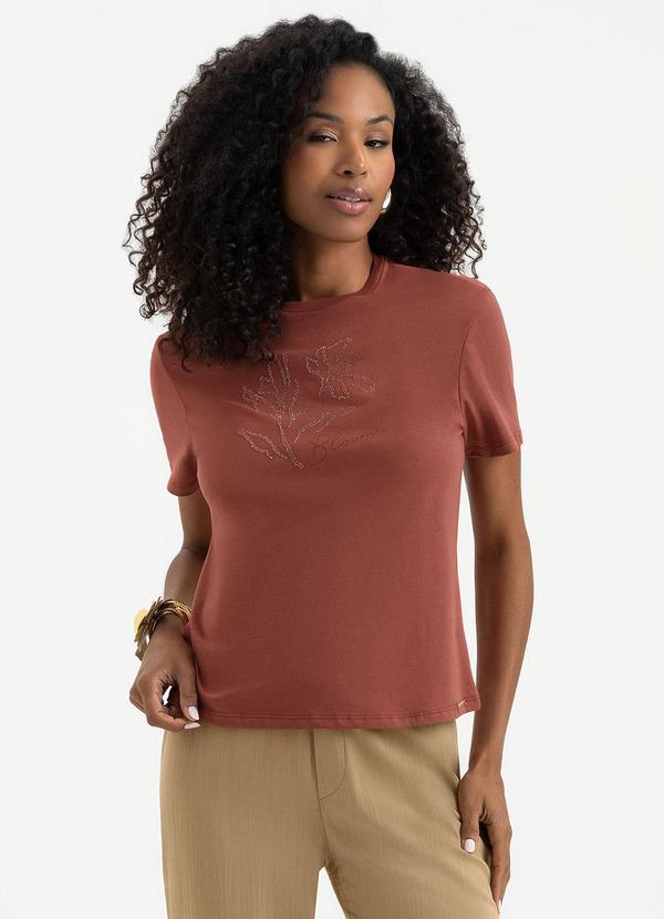 Cativa - T-Shirt em Algodão Vermelho Escuro
