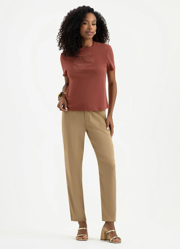 Cativa - T-Shirt em Algodão Vermelho Escuro 4