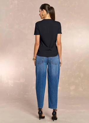 Doce Trama - T-Shirt  em Malha Preto - DOCE TRAMA