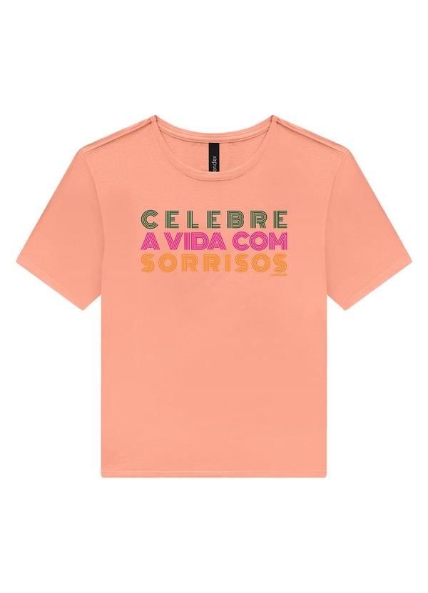 Lunender - T-Shirt em Meia Malha com Estampa Laranja