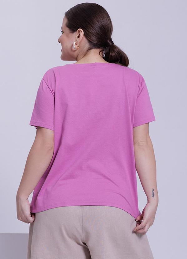 Lunender Mais Mulher - T-Shirt em Meia Malha Penteada Estampada Roxo 2