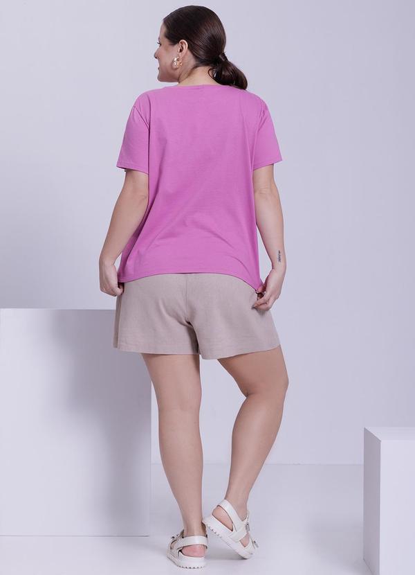 Lunender Mais Mulher - T-Shirt em Meia Malha Penteada Estampada Roxo 4