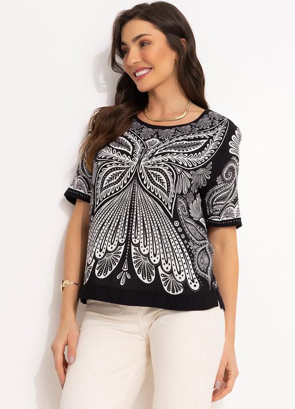 Farm - T-Shirt em Viscose Preto 3