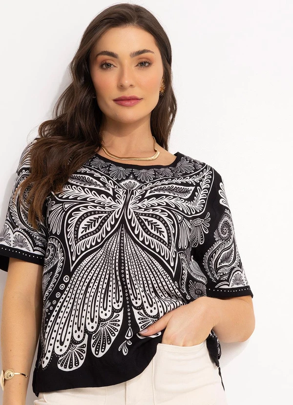 Farm - T-Shirt em Viscose Preto 6