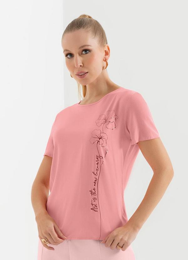Cativa - T-Shirt Estampada com Fóil Rosa