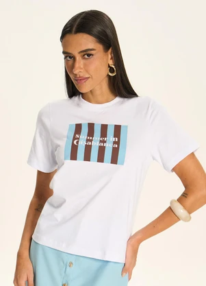 Doce Trama - T-Shirt Estampada com Manga Curta Branco - DOCE TRAMA