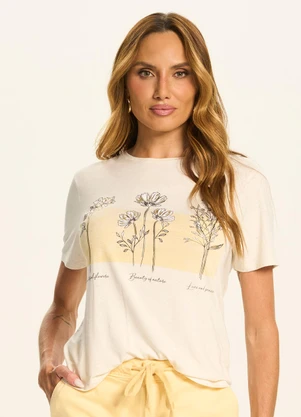 Doce Trama - T-Shirt Estampada com Manga Curta Branco - DOCE TRAMA