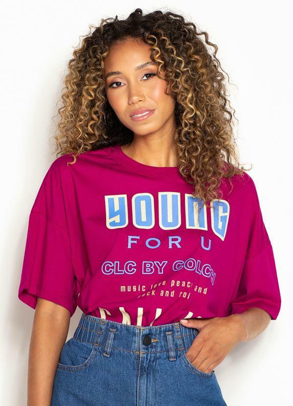 Colcci - T-Shirt Estampada de Malha Fúchsia